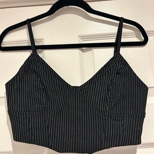 Tiger Mist Black and White Striped Crop Top